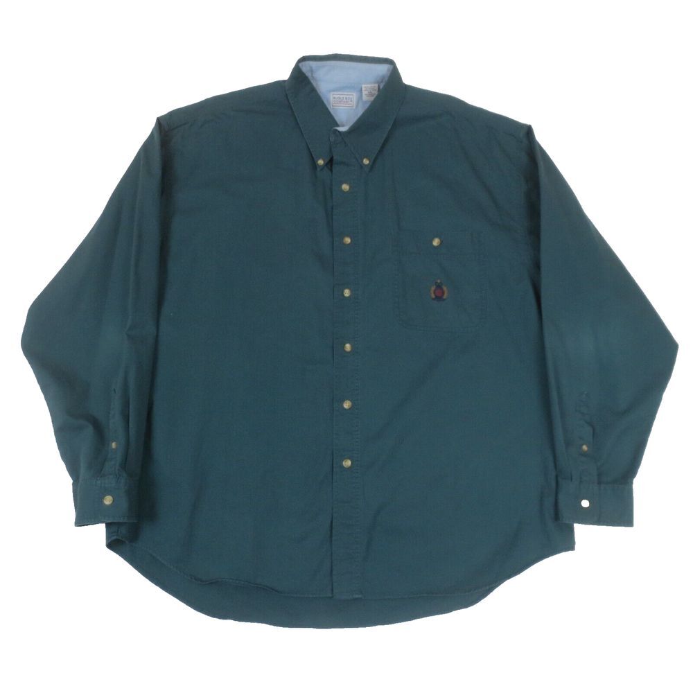 Bugle Boy Co Shirt Mens XXL Green Long Sleeve Casual Button Up Retro 90s Preppy